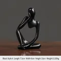 Modern black resin abstract thinker figurine with a matte finish for home decor - Black Thinking Right