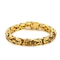 Pulsera de cadena bizantina para hombre en acero inoxidable con acabado dorado vintage - Dorado