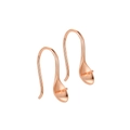 Pair of rose gold S925 silver high-heel ear hooks with pearl cup settings for DIY - Rose Gold Plated Large