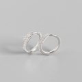 S925 Sterling Silber Creolen mit Mikro-Zirkonia-Besatz in glänzender Silberoptik - 925er Silber / Weißgold