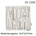 White silicone mold with hardware tool shapes like wrenches and hammers for fondant cakes - No.2 Includes Pliers/Wrench/Screwdriver/Saw/Hammer/Drill / 2#--Grey 15-1143 / Gray