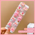 10-piece set of cute cartoon resin fruit hair ties for girls with soft elastic bands - Cartoon Pink Cake 10-Piece Set