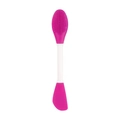 Detailed view of pink double-headed silicone face mask brush and cleanser tool - Cleansing/Knife Shape Red