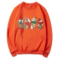 Orange Christmas hoodie featuring festive gingerbread and holiday drink illustrations - S / Style 311 / Orange