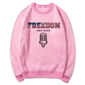 Pink unisex hoodie with Freedom flag print and 1993-2025 graphic in a flat lay view - S / Pink