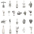 20pcs silver metal wine charms including opener bottle and cup for DIY jewelry - SN73-Wine Series 20pcs Set
