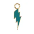 Blue enamel lightning bolt charm with gold-plated edges and sparkling zircon inlay - Enamel Lightning-Turquoise