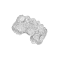 Elegant S925 sterling silver ring featuring engraved daisy flowers and leaf patterns - Adjustable Open / White Gold