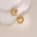 Irregular twisted spiral 18K gold plated stainless steel stud earrings for women - EH392 Twisted Rope Spiral