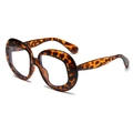 Monture de lunettes rondes surdimensionnées avec motif léopard en écaille classique - Écaille Transparent