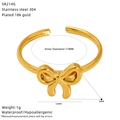 Technical specs of 18K gold plated bow ring showing size, weight, and 304 steel material - Bow Shape (SR214G)