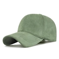 Winter fleece baseball cap in light green velvet fabric with warm solid color design - Adjustable / Olive Green
