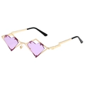 Avant-garde heart-shaped sunglasses with purple lenses and gold metal diamond frame - Gold Frame Light Purple