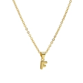Minimalist 18k gold plated bubble letter F pendant necklace with mirror polish finish - Letter F