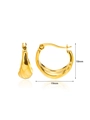 Orecchini geometrici a mezzaluna dorata con texture pieghettata in acciaio inox 18K - Mezzaluna Texture Increspata (E4620) / 18mm x 19mm