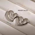 Chunky silver heart-shaped stud earrings in a bright metallic finish with size dimensions - 2.2x2.6cm / Silver Heart