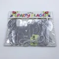 Silver reflective party flags banner with hanging string in retail packaging - Old Style Silver Joined Letters