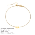 Bracelet en acier inoxydable doré 14K avec pendentif cœur, lettre A et chaîne ajustable - Lettre B / Or