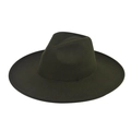 Detailed close-up of dark green wool fedora with metal chain and stitching on wide brim - Adult 57-60cm / Army Green