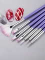 7-piece purple professional nail art brush set with pink gradient bristles for gel painting - Purple Handle Liner Brushes (7Pcs)