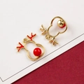 Golden reindeer alloy charms with red beads and antlers for DIY jewelry making - 10# Hollow Gold Reindeer