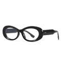 Vintage oval sunglasses with black thick frames and silver diamond rivets details - C18 Black/Clear