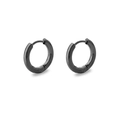Minimalist black stainless steel hoop earrings with polished finish on white background - 2.5*10mm / Black