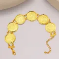 Elegante bracciale con monete placcato oro 24k con rilievo per moda araba da festa - Bracciale con 6 Monete