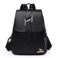 Zaino elegante in pelle martellata nera da donna con finiture in metallo dorato a H - Nero