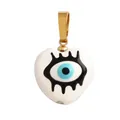 Golden heart pendant featuring a blue Turkish Evil Eye design on white enamel finish - White/Heart Evil Eye (M654225D1-White)