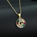 Gold-plated letter G pendant necklace with colorful zircons and golden box chain - Gold Plated Rainbow Zirconia Letter G