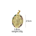 18K gold plated oval pendant with colorful zircon stones and religious figure relief - 【D2018JC】Virgin Mary Oval Colored Zircon