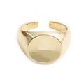 Elegant gold oval signet ring with adjustable open band and high-polish finish for women - Adjustable Open / Gold (CR0192CX)