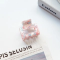 Pink and blue marble texture acetate square hair claw clip on a minimalist white background - Tiffany Blue