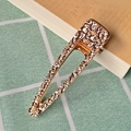 Elegant gold hollow triangle hair clip with embossed metal texture and geometric pattern - 4# Gold Flower Metal Duckbill Clip