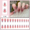 Pink and purple gradient long coffin press-on nails with glossy finish Y-265 - Glue Style (Y-265)