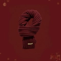 Winter wine red knitted scarf for women with handmade label in festive Christmas theme - Wine Red Twist