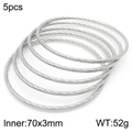 5-piece set of silver-tone stainless steel twisted rope bracelets with 70mm inner diameter - 5-Piece Set Steel Color