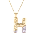 Collana con ciondolo lettera H placcata in oro e zirconi cubici micro-pavé - Lettera: H
