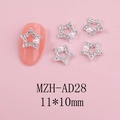 Star nail charms with white faux pearl and rhinestones for DIY manicure art - Silver Star with Pearl (AD28)