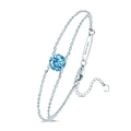 Elegant S925 sterling silver bracelet with a 1.00ct round blue moissanite gemstone - March Aquamarine Zirconia