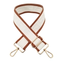 Detail of adjustable 5cm maze pattern woven strap with gold metal lobster clasps - 17-White Brown Border