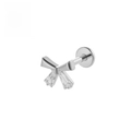 F136 Titanium bow-shaped labret stud with sparkling cubic zirconia in silver finish - 1.2*6mm / Bowknot Silver