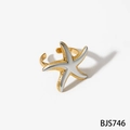 Adjustable two-tone starfish open ring with gold and silver stainless steel textures - Gold+Silver(BJS746)