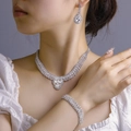 Elegant bridal jewelry set with sparkling teardrop crystals on necklace and bracelet - G0136+G0098 3-Piece Set