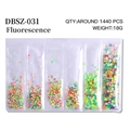 Fluorescent multicolored flatback nail art rhinestones in a 6-grid mixed set - Mixed Sizes SS4-SS16 Around 1440 Pieces / Fluorescent Colors
