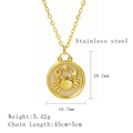 Gold stainless steel Cancer zodiac coin necklace pendant with dimensions and weight details - Cancer