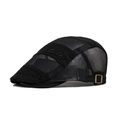 Black breathable mesh ivy cap with embroidery logo and adjustable metal buckle - Black