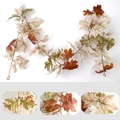 Autumn maple leaf garland with white pumpkins and cream foliage for Thanksgiving decor - 1.72m 100g Pure Maple Leaf Garland