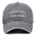 Vintage washed cotton baseball cap with World's Best Paw Paw white embroidery - Gray